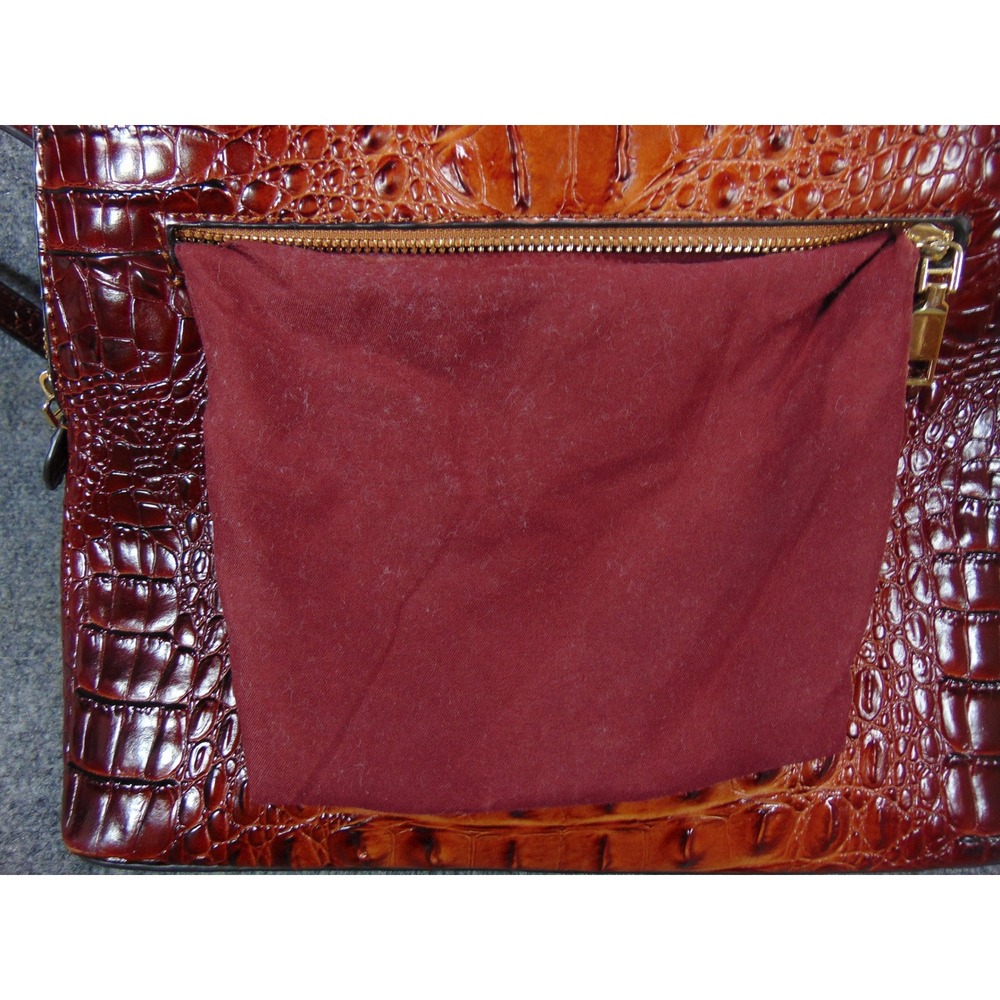 Brahmin Felicity Leather Backpack Brown Pecan Croc Embossed Melbourne Purse - Picture 9 of 14